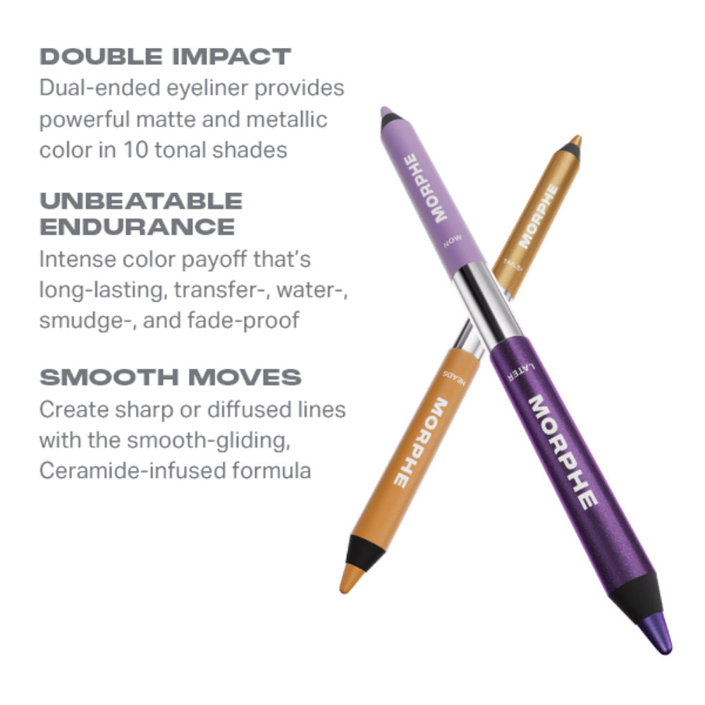 MORPHE Bi-liner Dual-ended Gel Eyepencil- Want Or Need Dark Brown/Shimmer Brown, 0.5g+0.5g