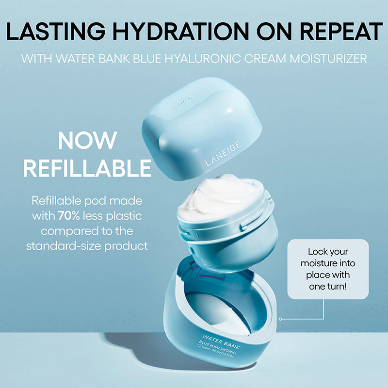 LANEIGE Water Bank Blue Hyaluronic Cream Moisturizer Refill, 50ml