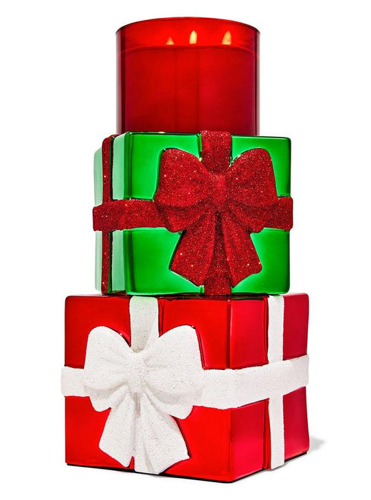 Bath & Body Works Stacked Presents Pedestal 3-Wick Candle Holder, 1 pcs Buy at Indicrest