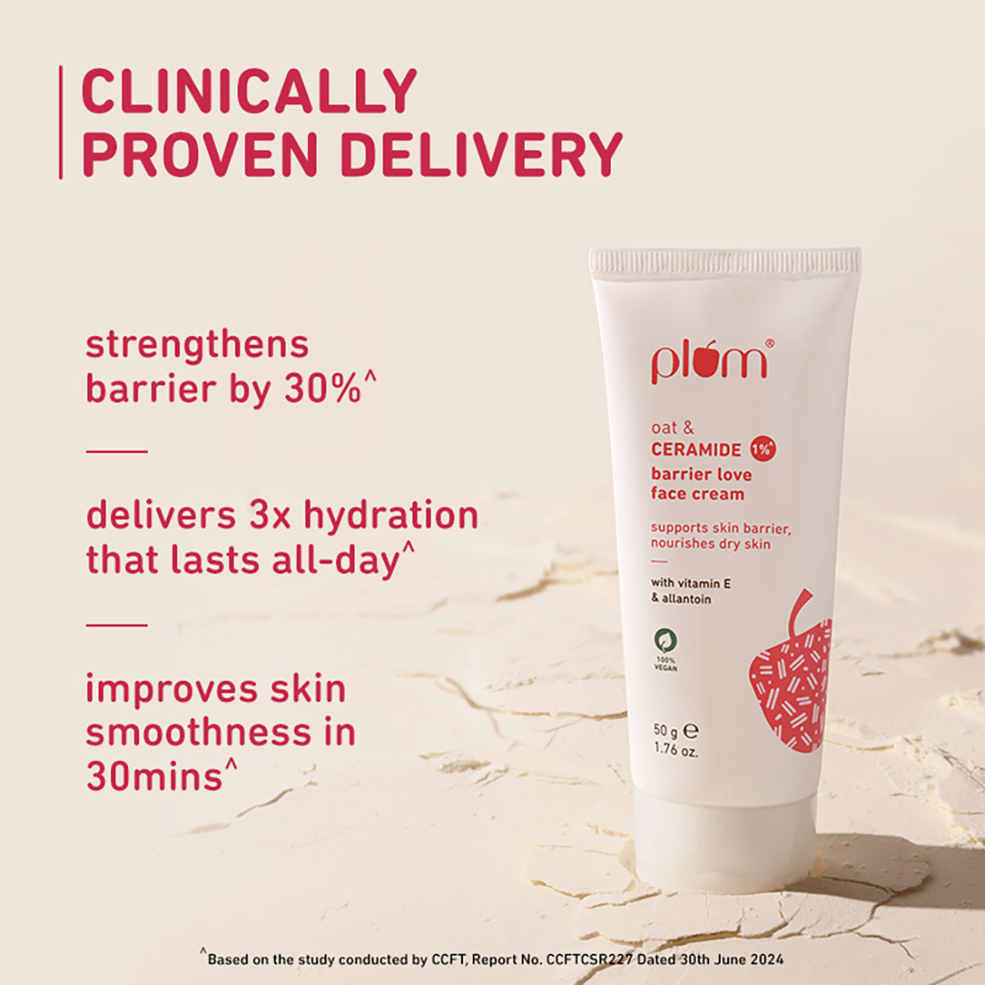 Plum Oat & 1% Ceramide Face Cream for Dry Skin | "3X Lasting Moisturization | Strengthens Skin Barrier | Dermat- Tested, 50g Buy at Indicrest Image 14
