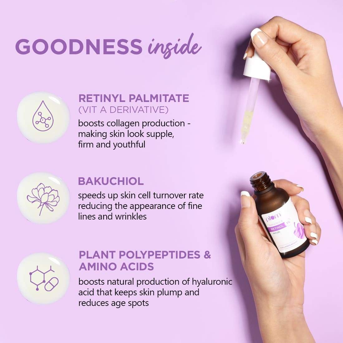 Plum 1% Retinol Serum for Face with Bakuchiol | Reduces Fine Lines & Wrinkles | Boosts Collagen, 30ml Buy at Indicrest Image 2