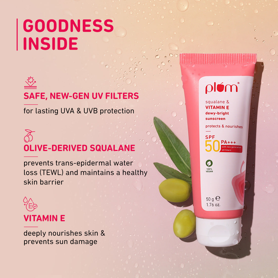 Plum Squalane & Vitamin E SPF 50 PA+++ Dewy-Bright Sunscreen | Safe, New Gen UV Filters | No White Cast, 50g x 2 Buy at Indicrest Image 15