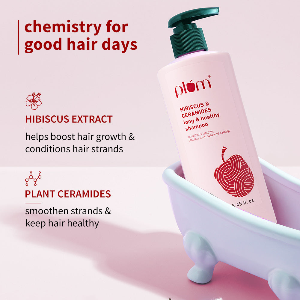 Plum Hibiscus & Ceramides Shampoo for Split Ends | Boosts Hair Growth | Prevents Split Ends, 250ml Buy at Indicrest Image 3
