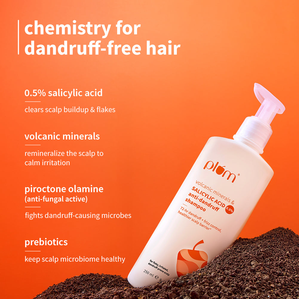 Plum Anti-Dandruff Shampoo with Volcanic Minerals & 0.5% Salicylic Acid | 72-Hr Dandruff & Frizz Control | Prevents Dry Hair, 250ml Buy at Indicrest Image 3