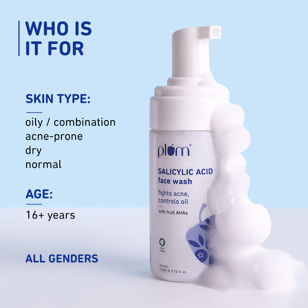 Plum 1% Encapsulated Salicylic Acid Foaming Face Wash for Acne | Fights Acne | Controls Oil | Smoothens Skin, 110ml Buy at Indicrest Image 15