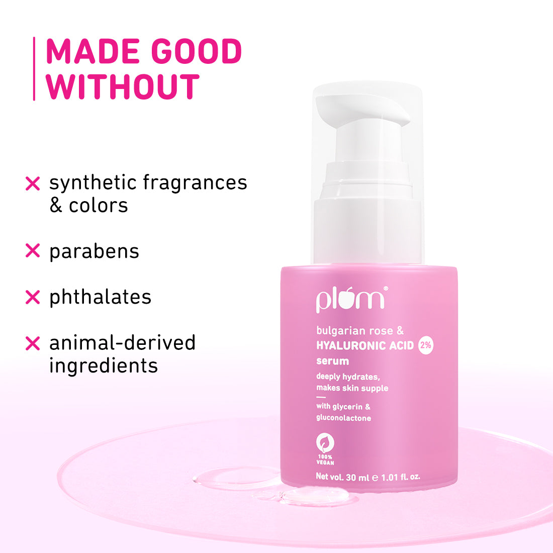 Plum 2% Hyaluronic Acid Serum for Face with Bulgarian Rose | Deeply Hydrates | Calms Inflammation | Plumps-Up Skin, 30ml Buy at Indicrest Image 8