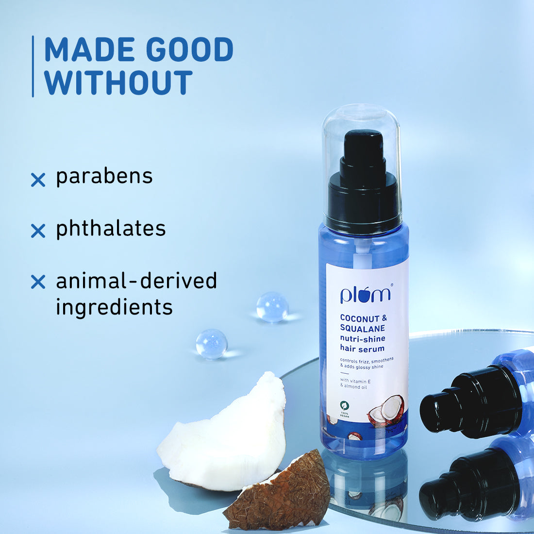 Plum Coconut & Squalane Hair Serum for Soft, Shiny Hair | 22X Shinier Hair In 1 Use | Reduces Frizz, 75ml Buy at Indicrest Image 7