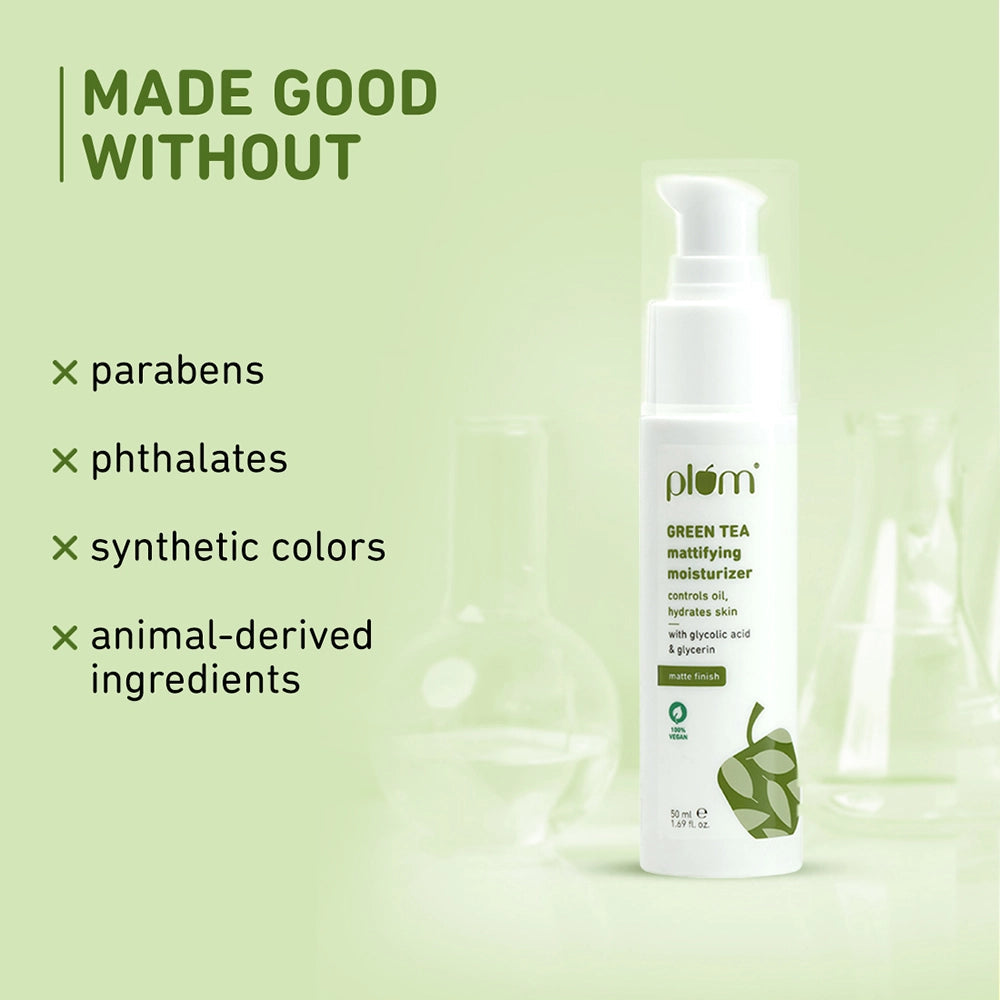 Plum Green Tea Mattifying Moisturizer for Oily Skin | Fights Acne & Controls Oil | Lightweight & Non-Greasy, 50ml Buy at Indicrest Image 9
