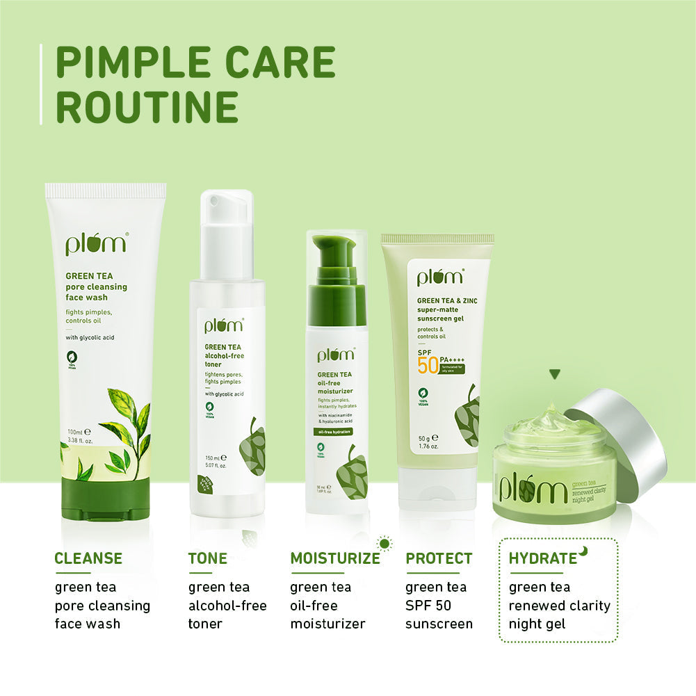 Plum Green Tea Renewed Clarity Night Gel Cream for Oily Skin | Fights Acne| Overnight Hydration |Lightweight & Non-Greasy, 50ml x 2 Buy at Indicrest Image 15