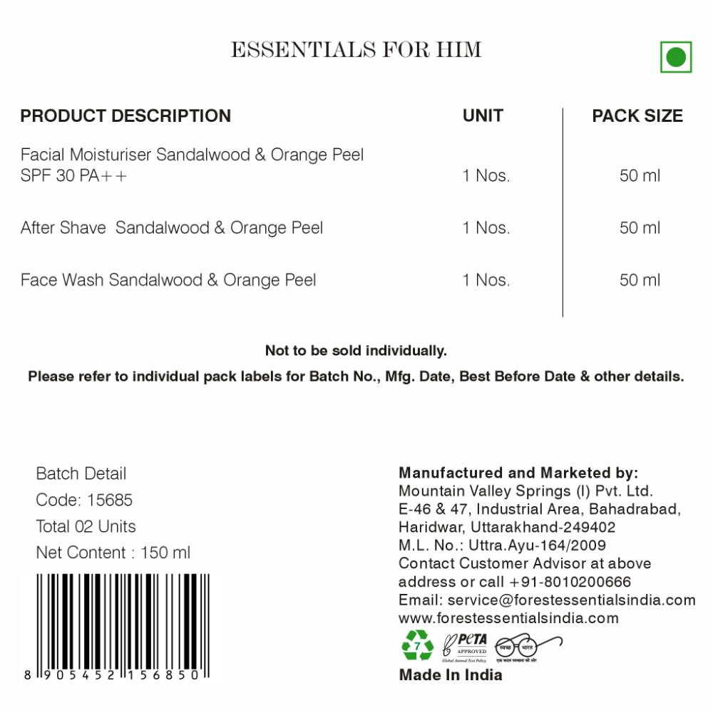 Forest Essentials Skincare Gift Set for Men - Premium Skincare & Grooming Gift Box, 50ml each