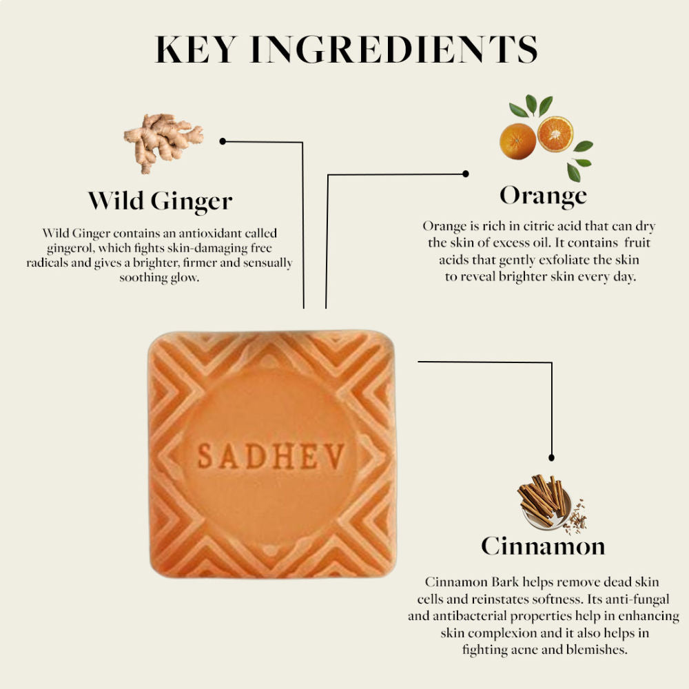 Sadhev Anti Wrinkle Bathing Bar - Orange & Cinmon, 125g