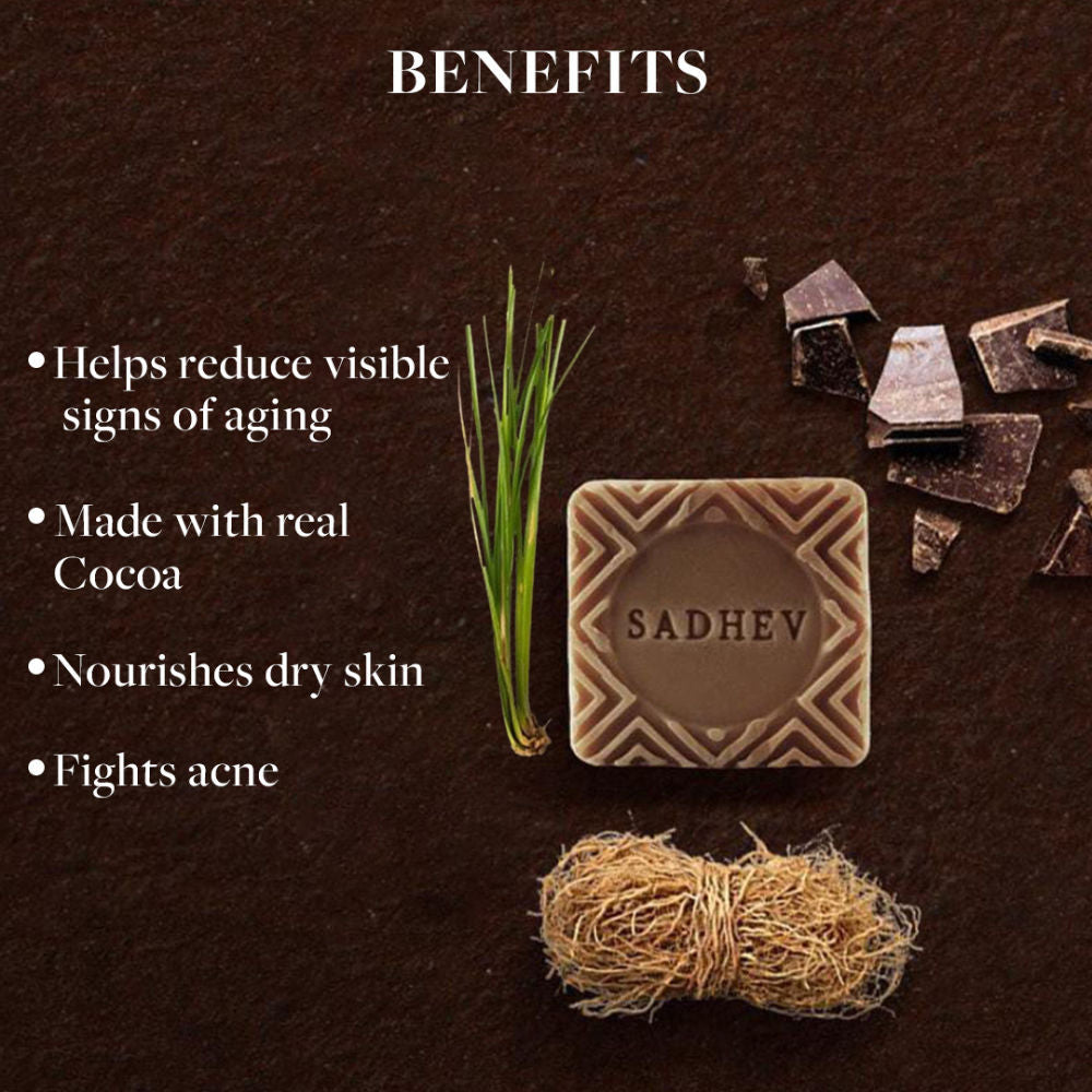 Sadhev Nourishing & Moisturising Bathing Bar - Vetiver & Chocolate, 125g