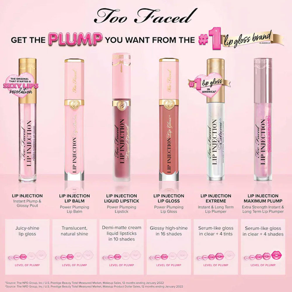 Too Faced Lip Injection Extreme Lip Plumper, Lip Gloss- Original - Travel Size, 2.8g