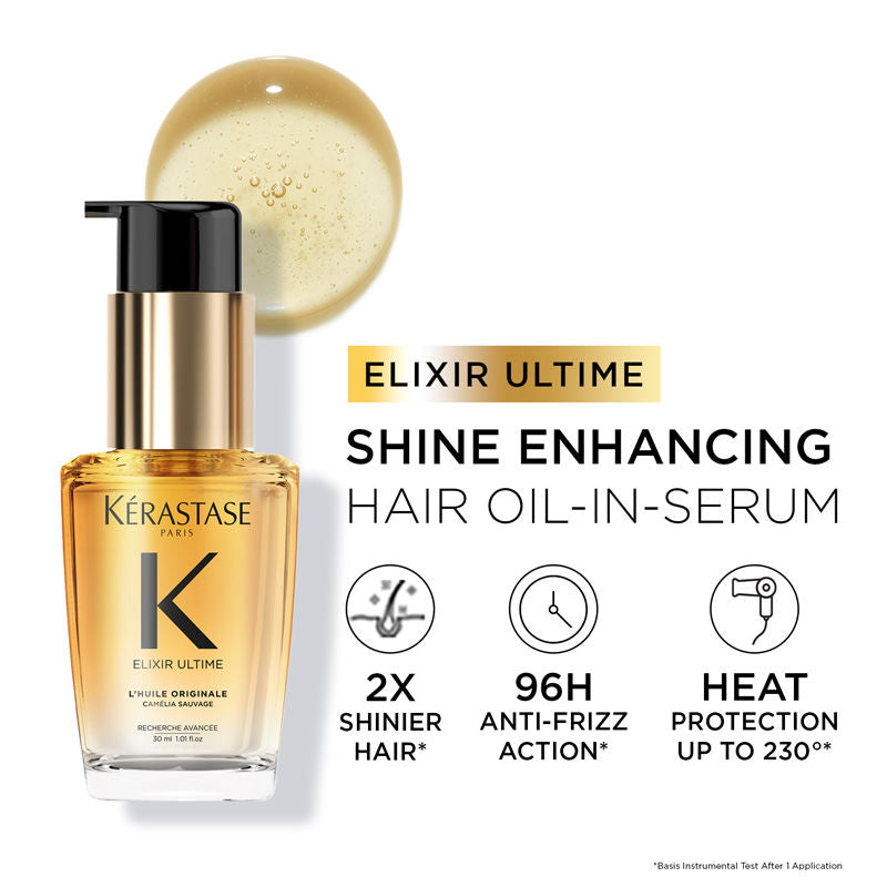 Kérastase Elixir Ultime Hair Oi-In-Serum For All Hair Types, 2x Shinier Hair, 30ml, Buy from Indicrest