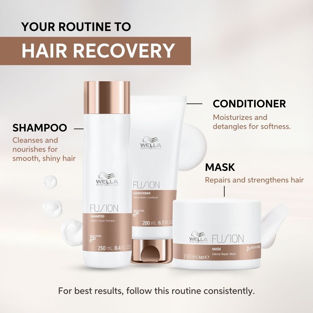 Wella professionals Fusion Intense Repair Hair Mask with Silk Amino Acids for Damaged & Frizzy Hair, 150ml Buy at Indicrest Image 7