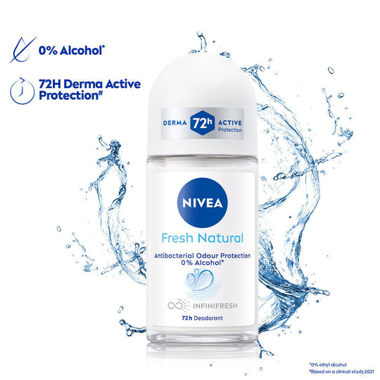 Nivea Fresh Natural Anti Roll-On Deodorant 72H Protection & Long Lasting, 50ml Buy at Indicrest