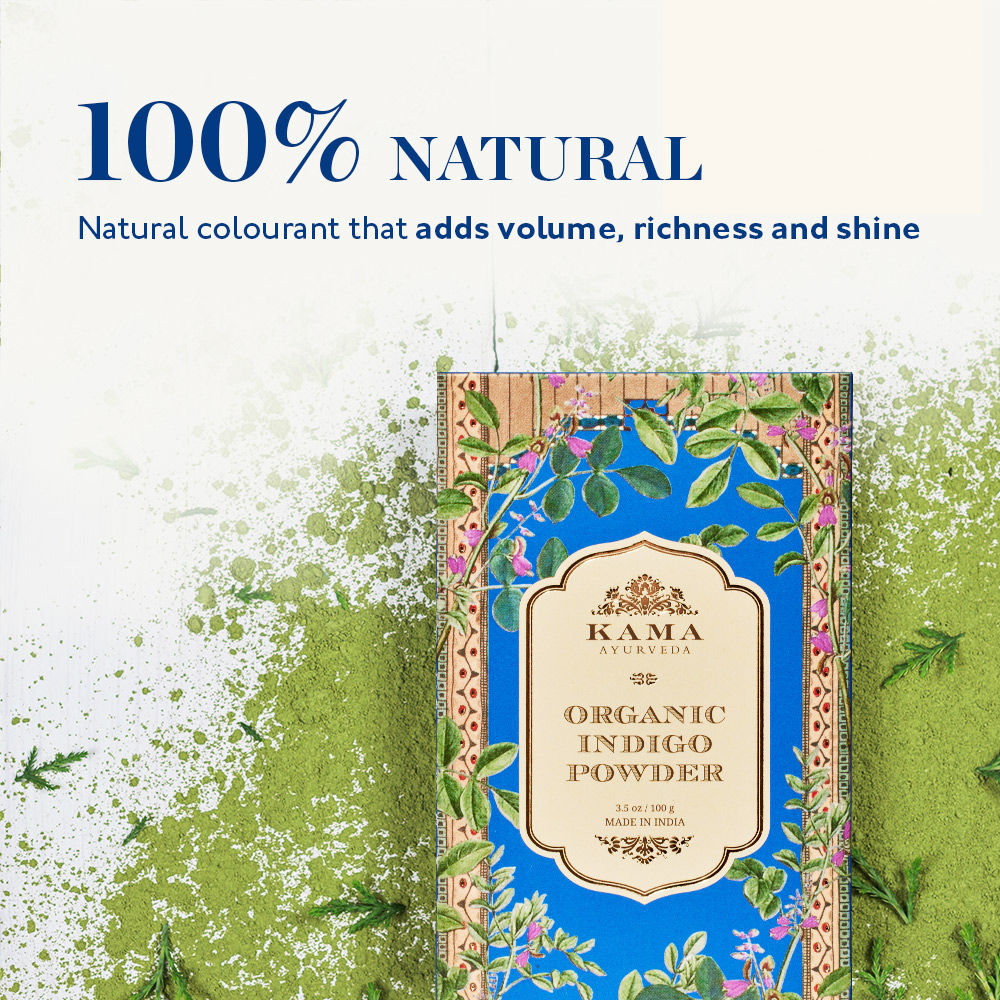 Kama Ayurveda Organic Indigo Powder For Natural Hair Coloring- 100% Organic, Prevents Premature Graying, 100g