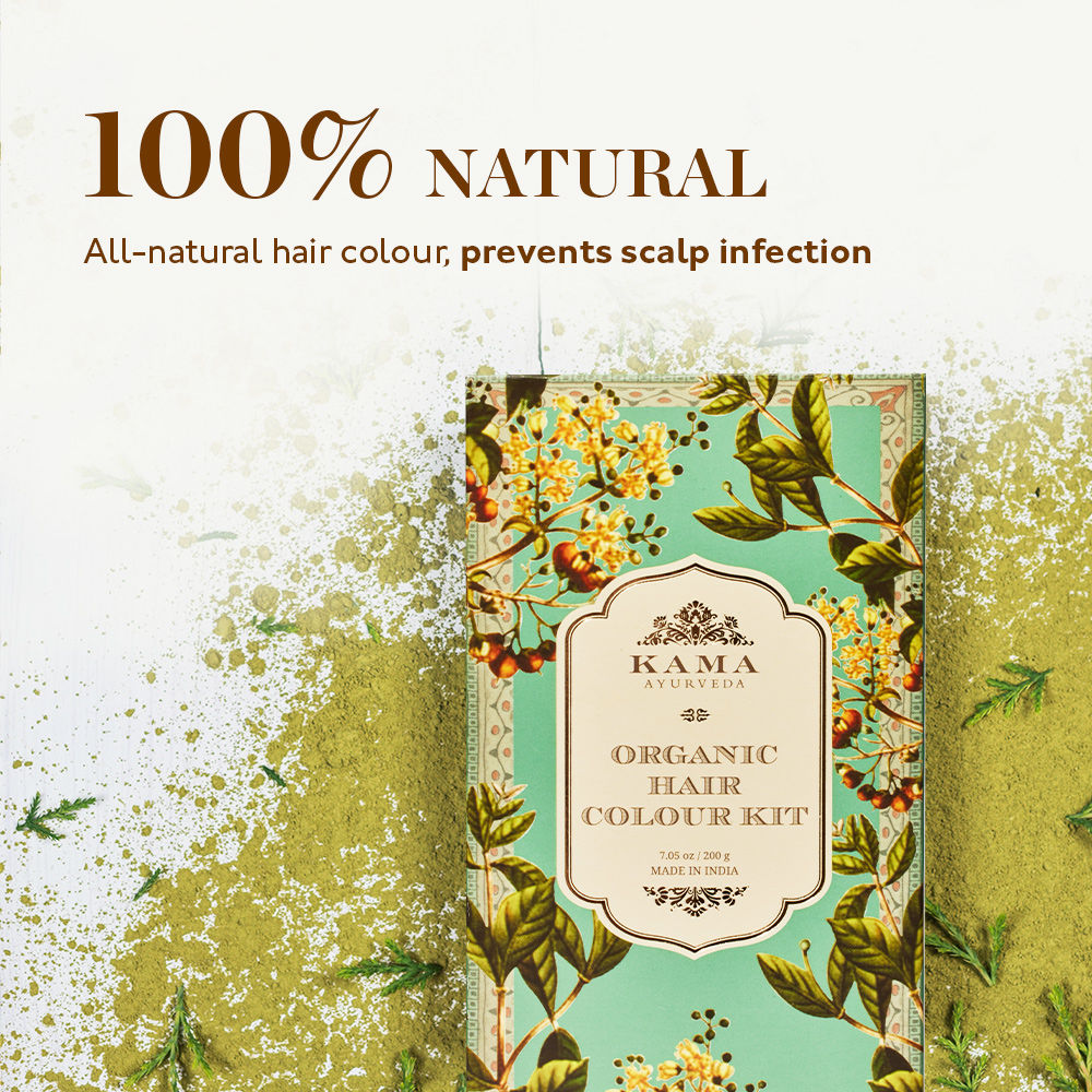 Kama Ayurveda Organic Hair Color Kit With 100% Organic Indigo & Henna, Prevents Premature Graying, 200gm