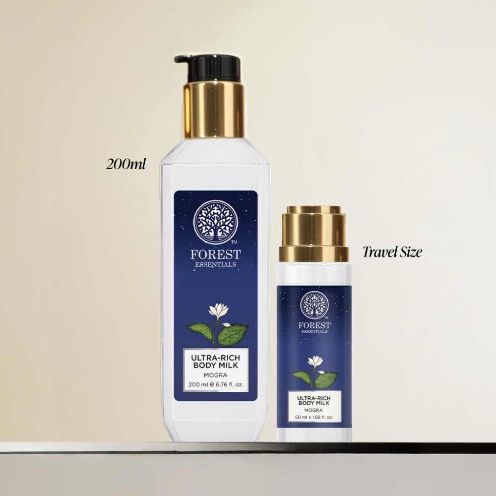 Forest Essentials Ultra-Rich Body Milk Mogra - Delicately Scented Ayurvedic Moisturising Body Lotion, 50ml