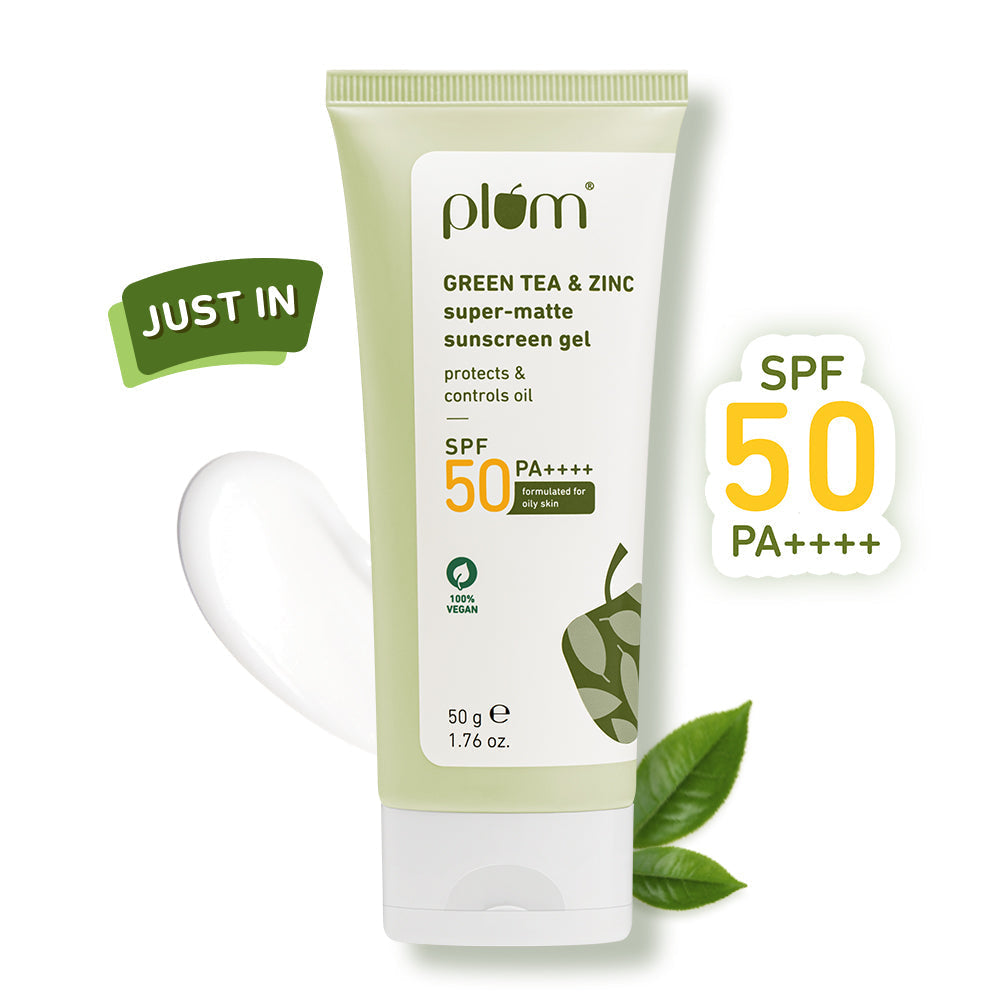Plum Green Tea & Zinc Super-Matte SPF 50 Sunscreen Gel for Oily Skin | Instant Oil Reduction| 120-Min Water Resistant | Dermat-Tested | No White Cast, 50g Buy at Indicrest Image 2