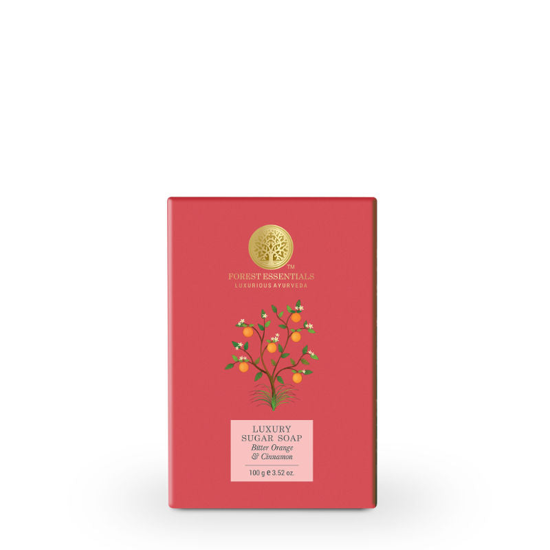 Forest Essentials Luxury Sugar Soap Bitter Orange & Cinnamon - Ayurvedic Handmade Bath Soap, 100 g, Buy from Indicrest