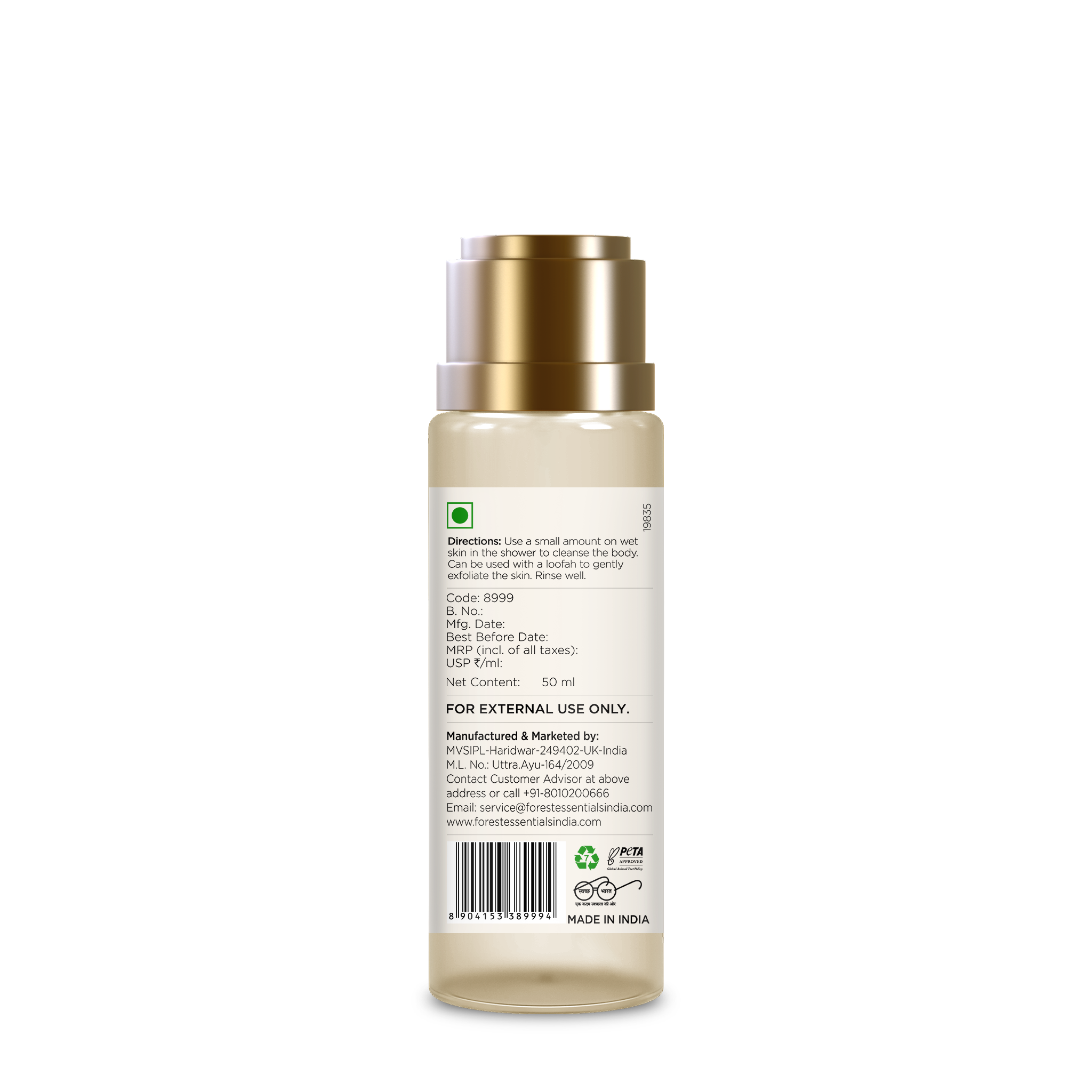 Forest Essentials Silkening Shower Wash Indian Rose Absolute - Ayurvedic Body Wash Sulphate Free, 50ml