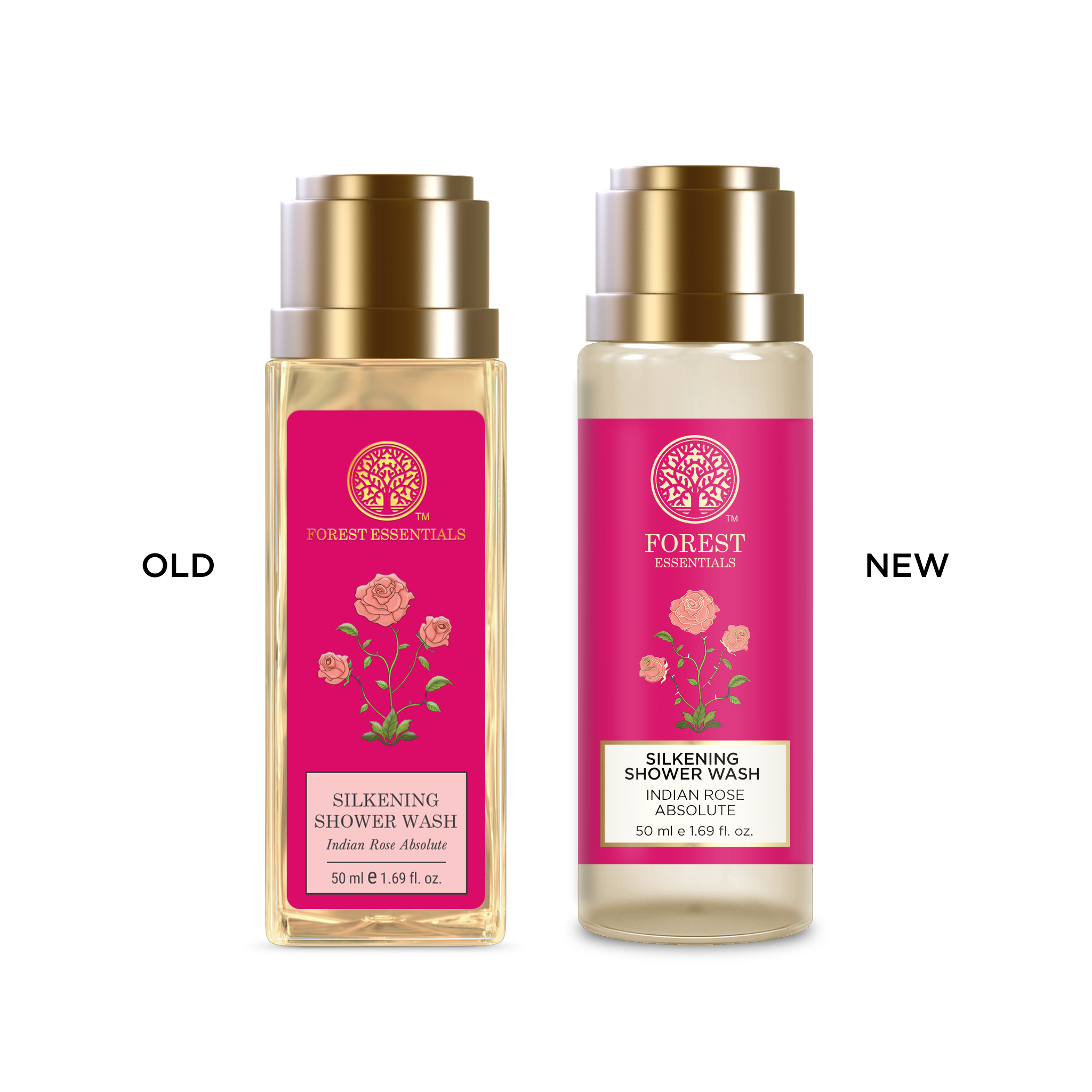 Forest Essentials Silkening Shower Wash Indian Rose Absolute - Ayurvedic Body Wash Sulphate Free, 50ml
