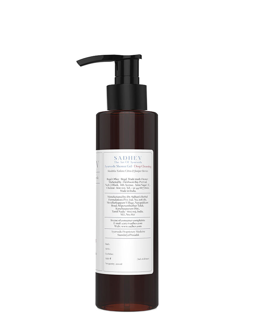 SADHEV Ayurvedic Shashtika Tailam, Citrus & Juniper Berries Deep Cleansing Shower Gel, 200ml