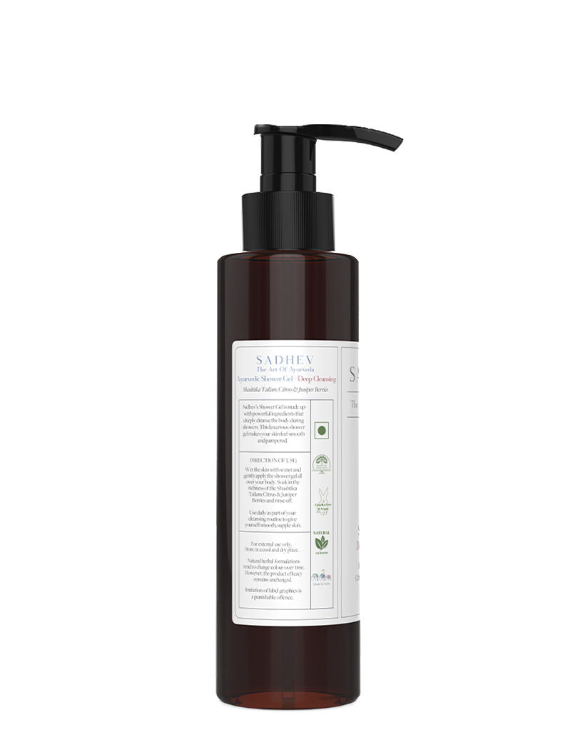 SADHEV Ayurvedic Shashtika Tailam, Citrus & Juniper Berries Deep Cleansing Shower Gel, 200ml