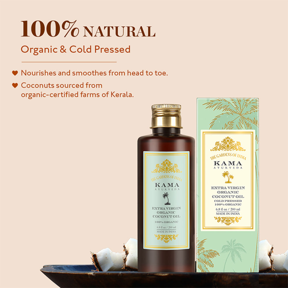 Kama Ayurveda Extra Virgin Organic Hair Oil with Coconut, Mini, 50ml