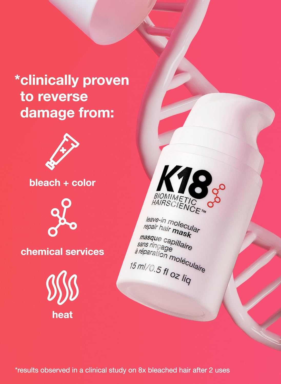 K18 Leave-in Molecular Repair Hair Mask, 15ml