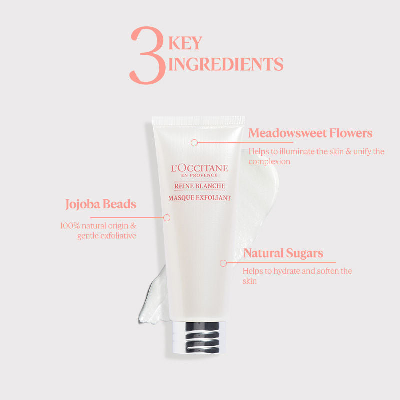 L'Occitane Reine Blanche Brightening Face Scrub, 75ml