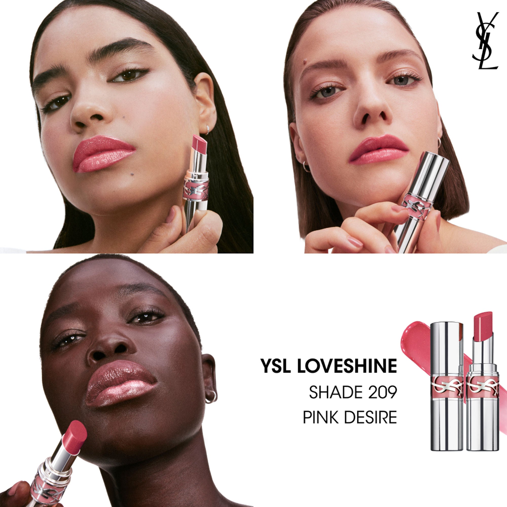 Yves Saint Laurent Loveshine High Shine Lipstick With 24H Hydration - 209 Pink Desire, 3.2g