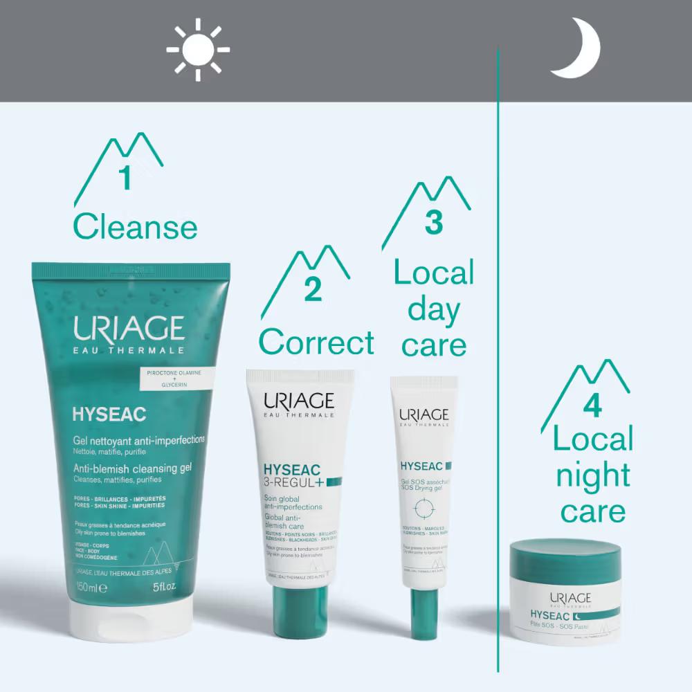 Uriage Hyseac Gentle Gel Face Wash for Oily Acne Prone Skin Foams, Purifies & Eliminates Excess Oil, 150ml