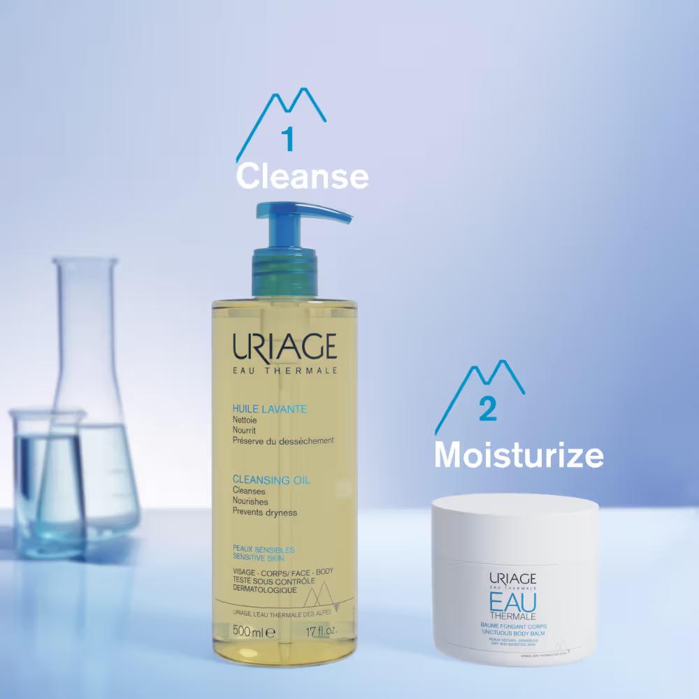 Uriage Cleansing Oil with 25% Glycerin Dermat Recommended Gently Cleanses & Moisturizes Face & Body, 500ml