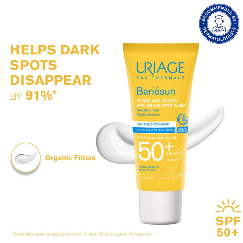 Uriage Bariesun Anti-Brown Spot Sunscreen SPF50+ Vitamin C&E Reduces Dark Spots Dermat Recommended, 40ml, Buy from Indicrest