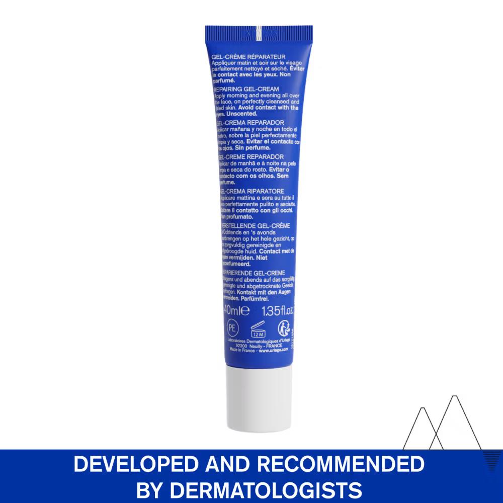 Uriage Cica-Daily Repairing Gel Face Cream Rejuvenates Skin Centella Asiatica Hyaluronic Acid Cu-Zn, 40ml