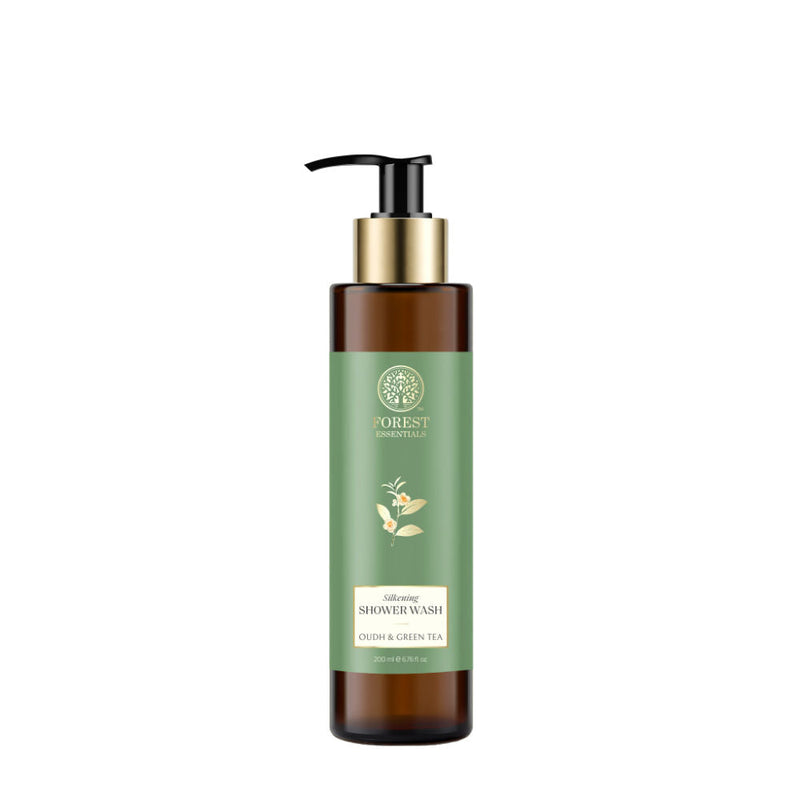 Forest Essentials Silkening Shower Wash Oudh & Green Tea - Ayurvedic Body Wash - Sulphate Free, 200ml, Buy from Indicrest