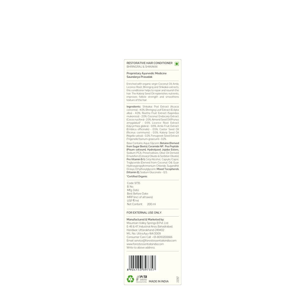 Forest Essentials Hair Conditioner Bhringraj & Shikakai - Ayurvedic, Natural - Sulphate Free, 200ml