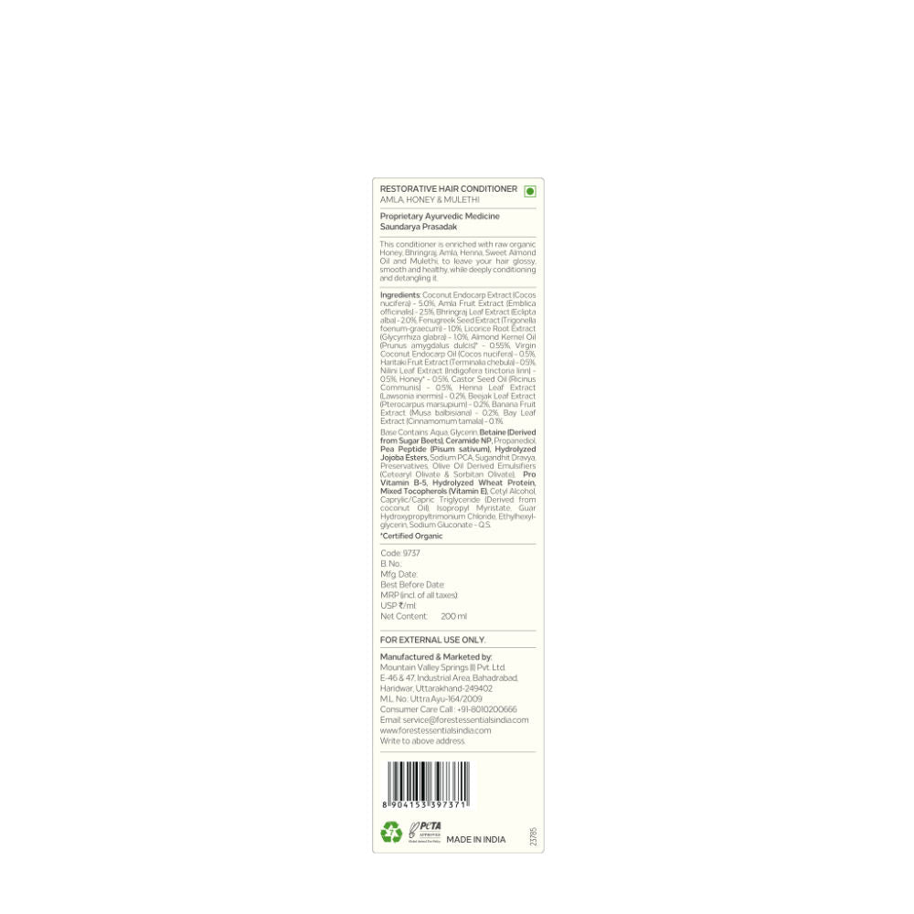 Forest Essentials Hair Conditioner Amla Honey & Mulethi - Ayurvedic, Natural - Sulphate Free, 200ml