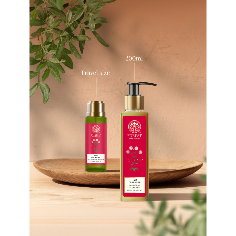 Forest Essentials Hair Cleanser Bhringraj & Shikakai - Ayurvedic Anti Dandruff Shampoo Sulphate Free, 50ml