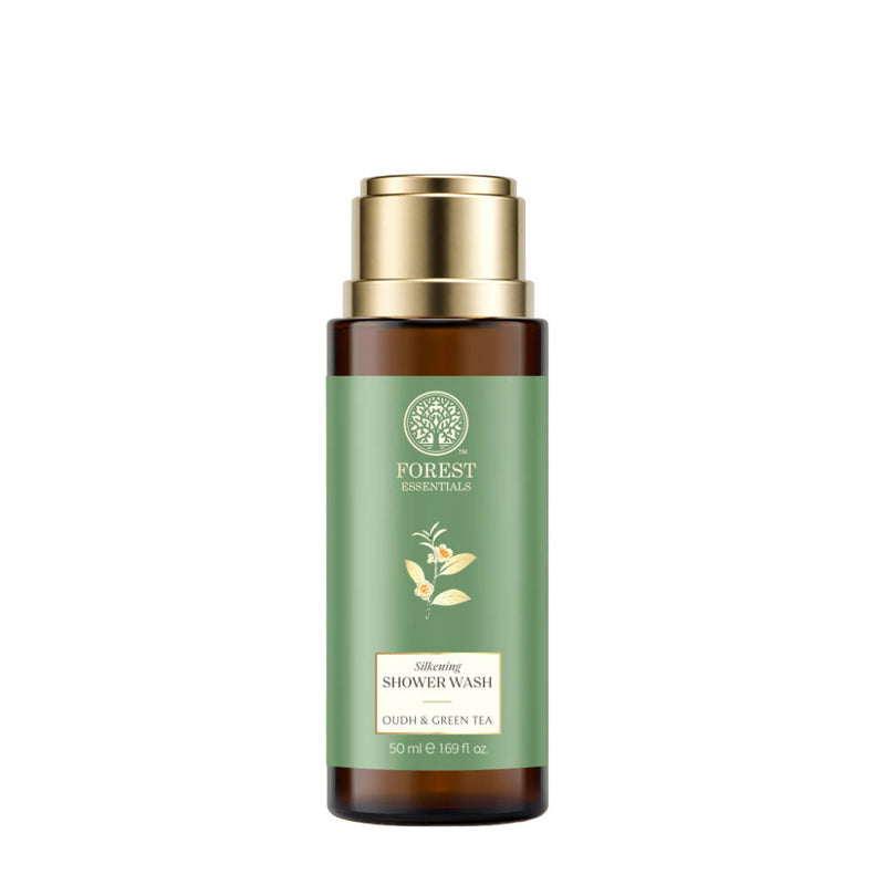 Forest Essentials Silkening Shower Wash Oudh & Green Tea - Ayurvedic Body Wash Paraben Sulphate Free, 50ml, Buy from Indicrest