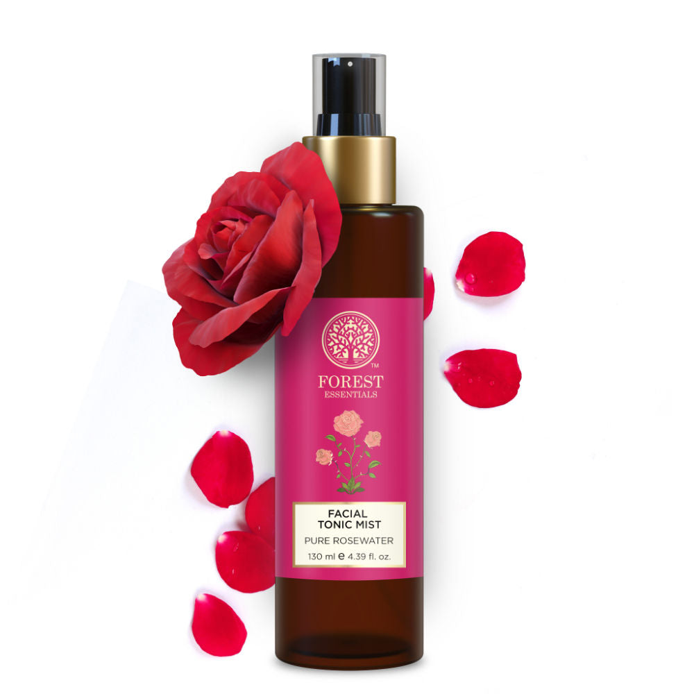 Forest Essentials Facial Tonic Mist with Pure Rosewater - Toner - Hydrates & Minimises Pores, 130ml