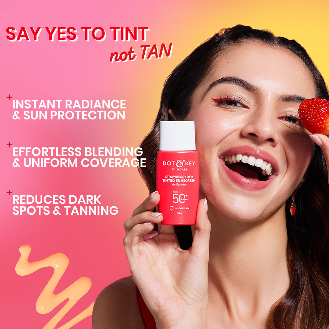 Dot & Key Strawberry Dew Tinted Sunscreen SPF 50+ PA++++, Porcelain Light Buy at Indicrest Image 4