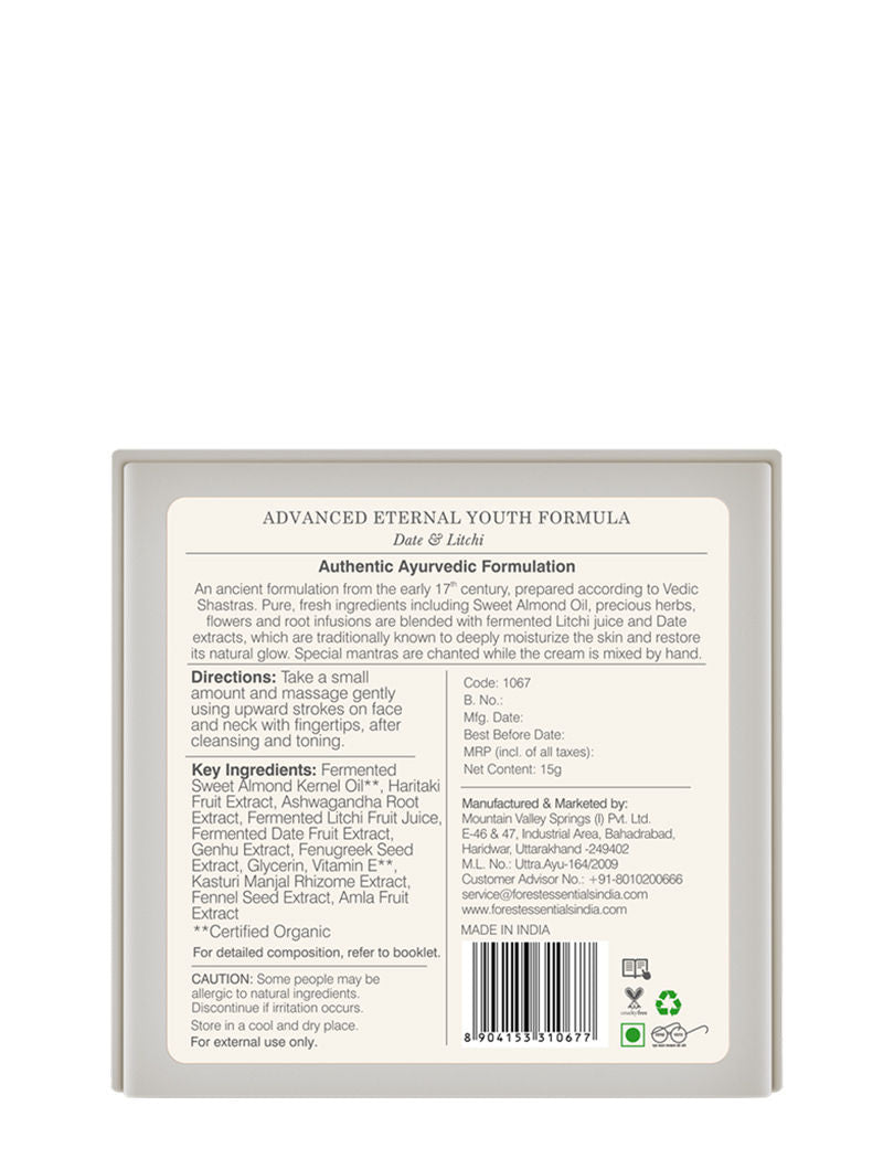 Forest Essentials Night Cream Eternal Youth Date & Litchi Anti Ageing Moisturiser, 15g