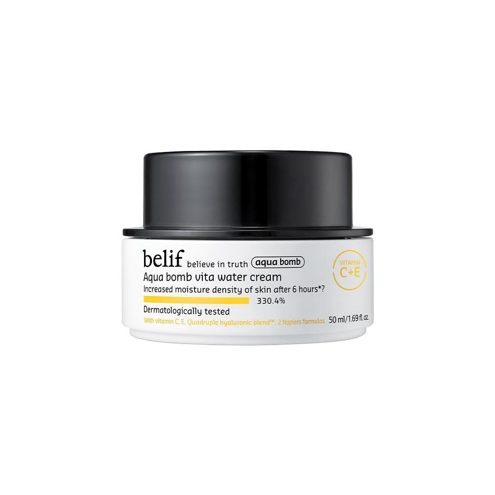belif Aqua Bomb Vita Water Cream-Brightening Vegan Korean Moisturizer-Vitamin C & Hyaluronic Acid, 50ml