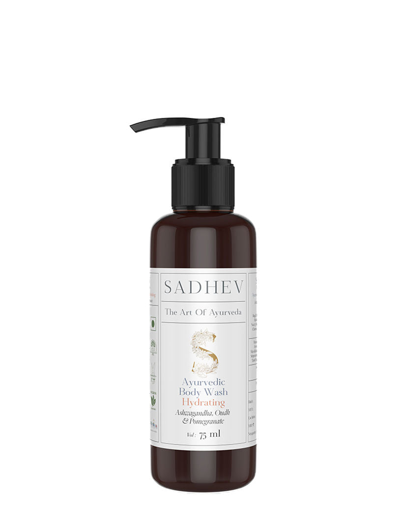 SADHEV Ayurvedic Ashwagandha, Oudh & Pomegrate Hydrating Body Wash, 75ml, Buy from Indicrest