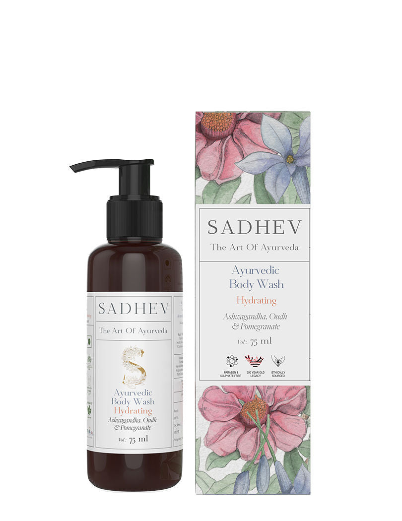 SADHEV Ayurvedic Ashwagandha, Oudh & Pomegrate Hydrating Body Wash, 75ml