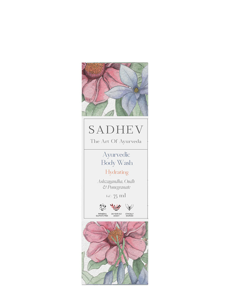 SADHEV Ayurvedic Ashwagandha, Oudh & Pomegrate Hydrating Body Wash, 75ml