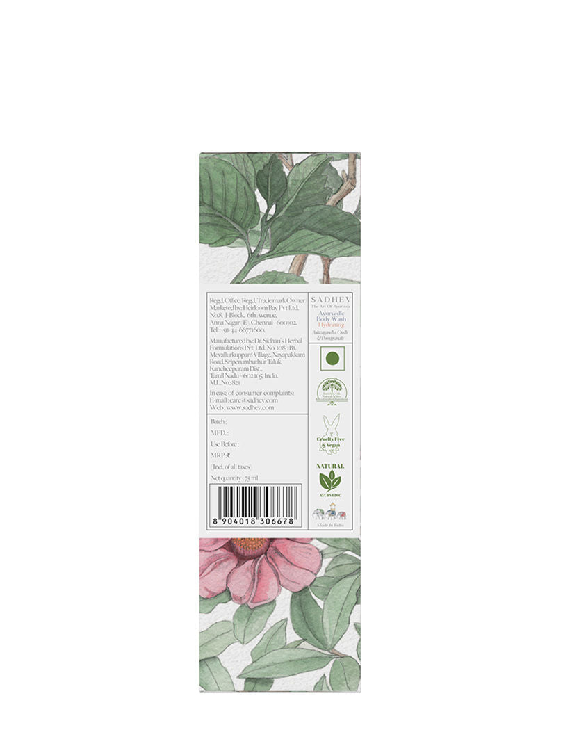 SADHEV Ayurvedic Ashwagandha, Oudh & Pomegrate Hydrating Body Wash, 75ml